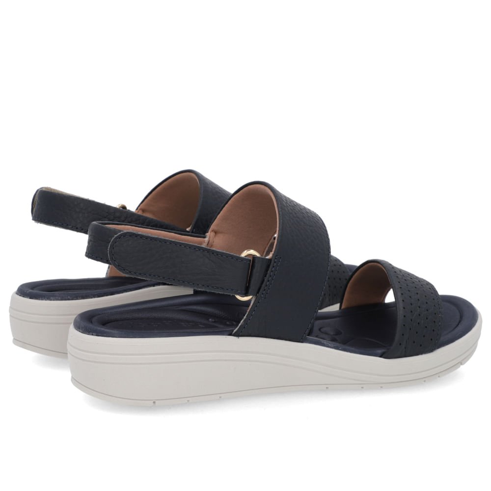 Sandália Anabela Couro Azul Fecho-Flex Azul 3