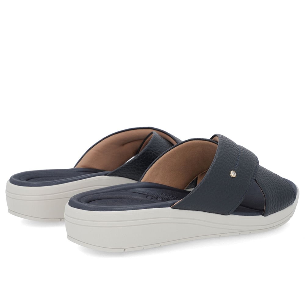 Tamanco Anabela Couro Azul Linha Enfeite Azul 3