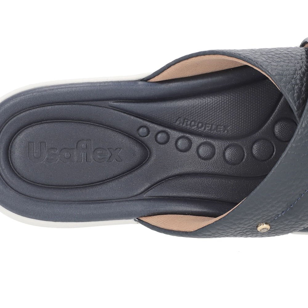 Tamanco Anabela Couro Azul Linha Enfeite Azul 4