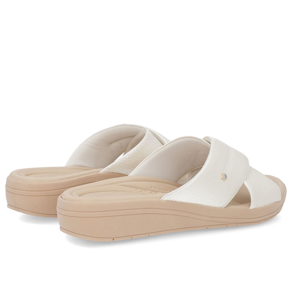 Tamanco Anabela Couro Off-White Linha Enfeite Branco 3