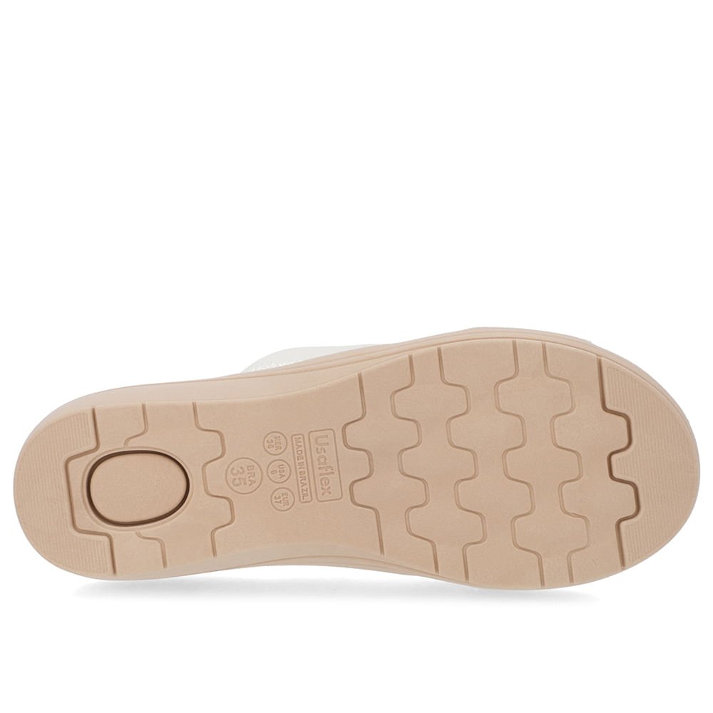 Tamanco Anabela Couro Off-White Linha Enfeite Branco 5