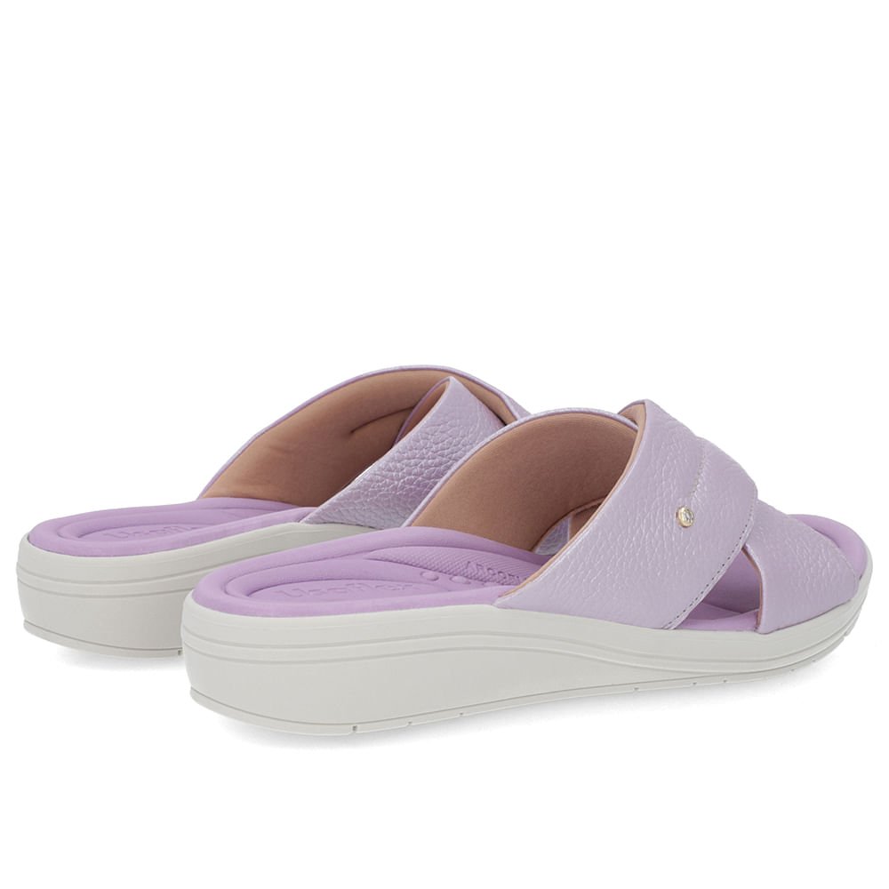 Tamanco Anabela Couro Lilás Perolado Linha Enfeite Roxo 3