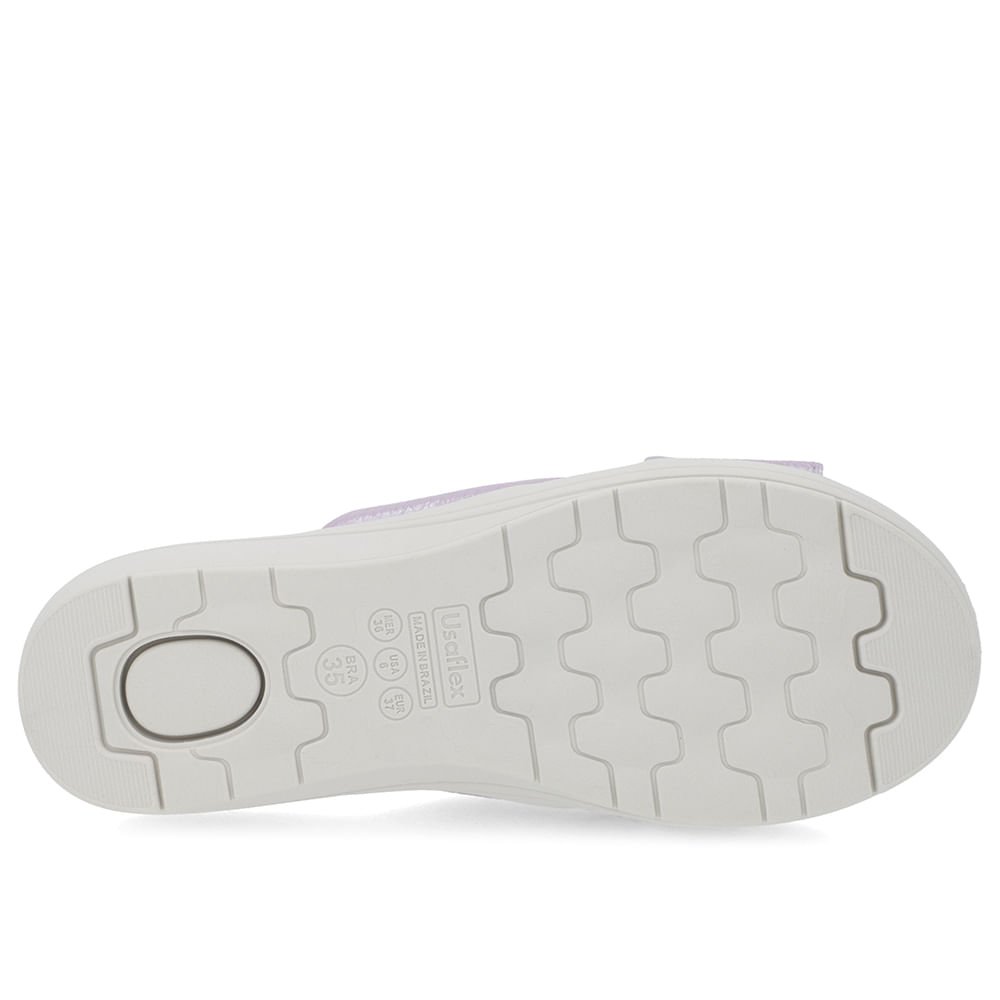 Tamanco Anabela Couro Lilás Perolado Linha Enfeite Roxo 5