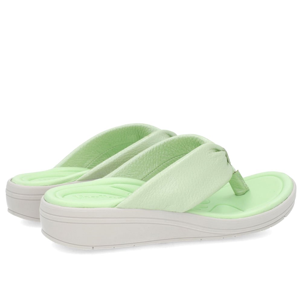 Chinelo Anabela Couro Verde Perolado Detalhe Enfeite Verde 3