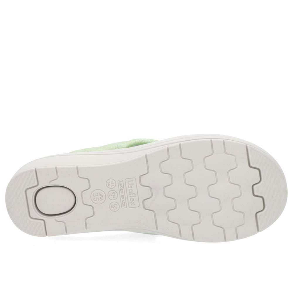 Chinelo Anabela Couro Verde Perolado Detalhe Enfeite Verde 5