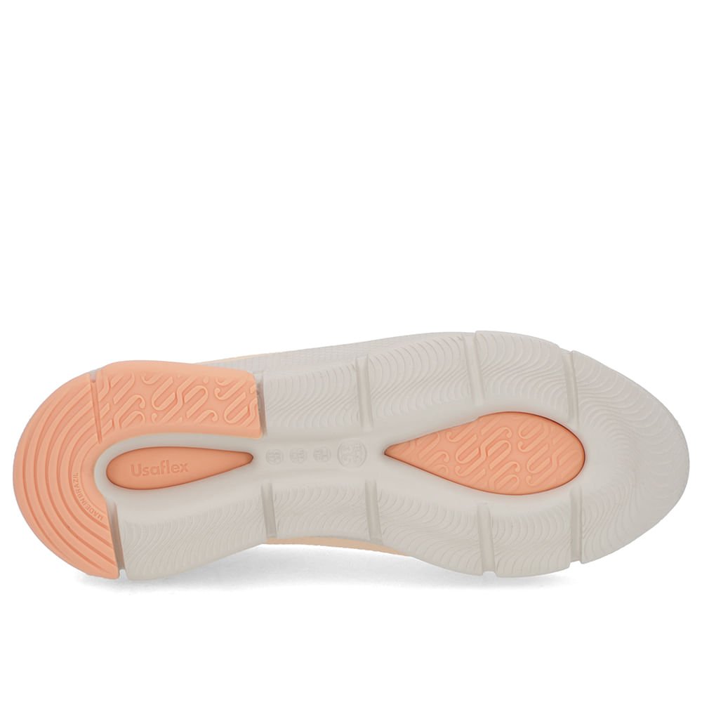 Tênis Zíper Laranja Claro Couro Bege 5