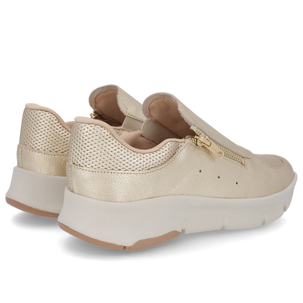 Tênis Zíper Dourado Couro Dourado 3