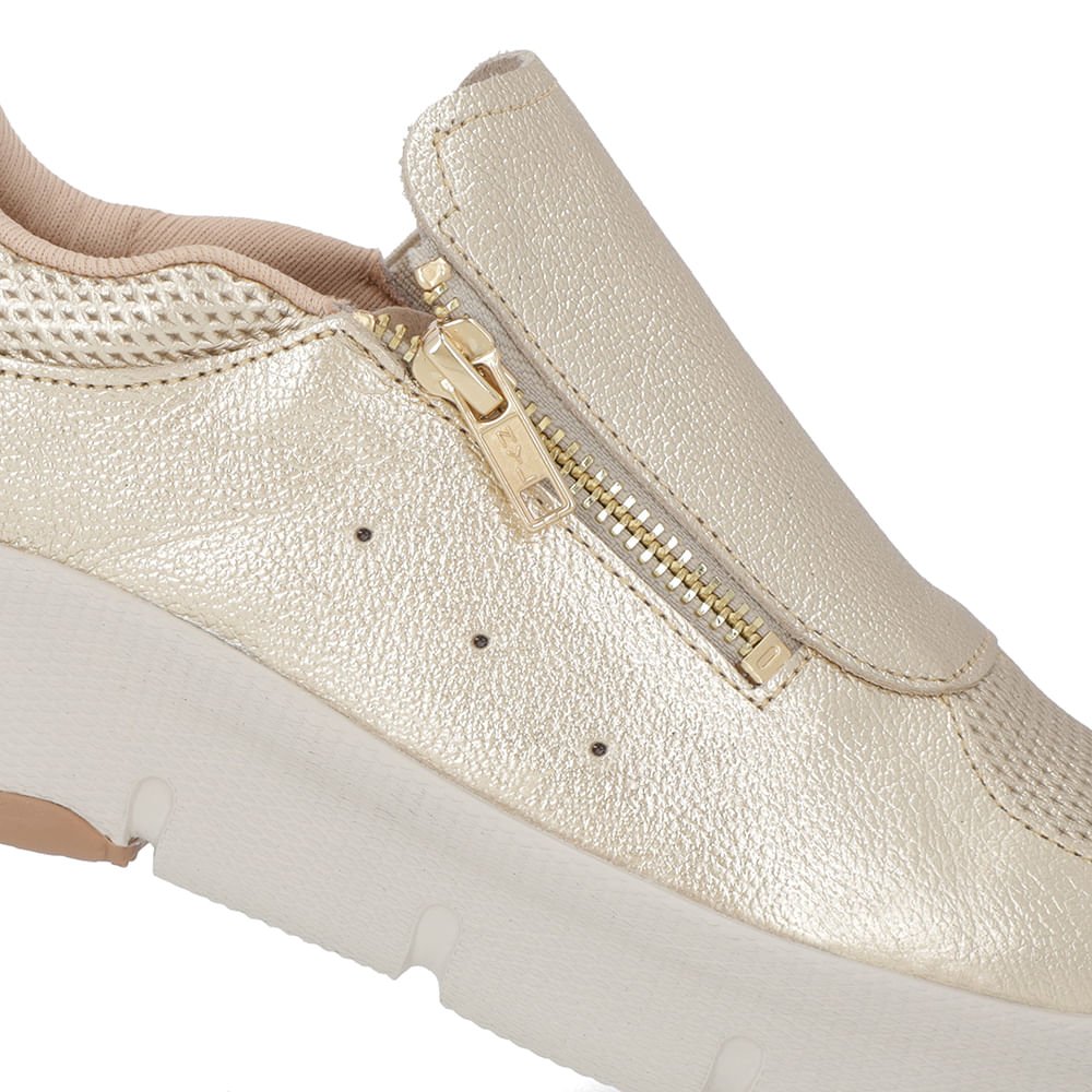 Tênis Zíper Dourado Couro Dourado 4