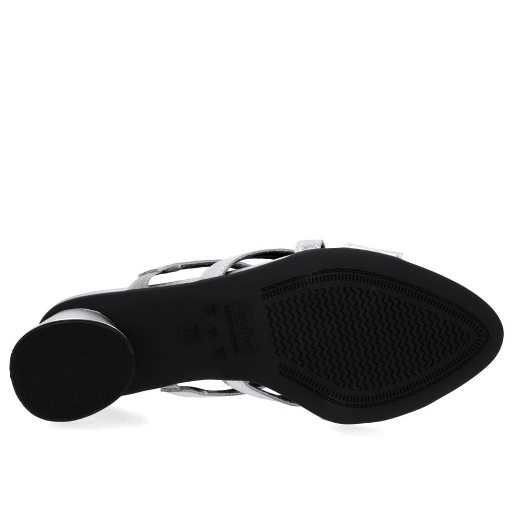 Tamanco Salto Geométrico Couro Prata Prata 5