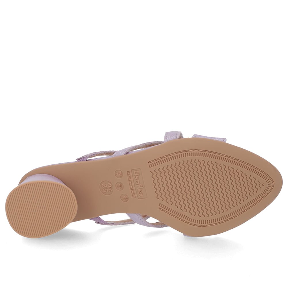 Tamanco Salto Geométrico Couro Lilás Perolado Roxo 5