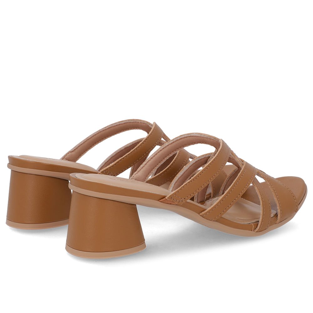 Tamanco Salto Geométrico Couro Marrom Marrom 3