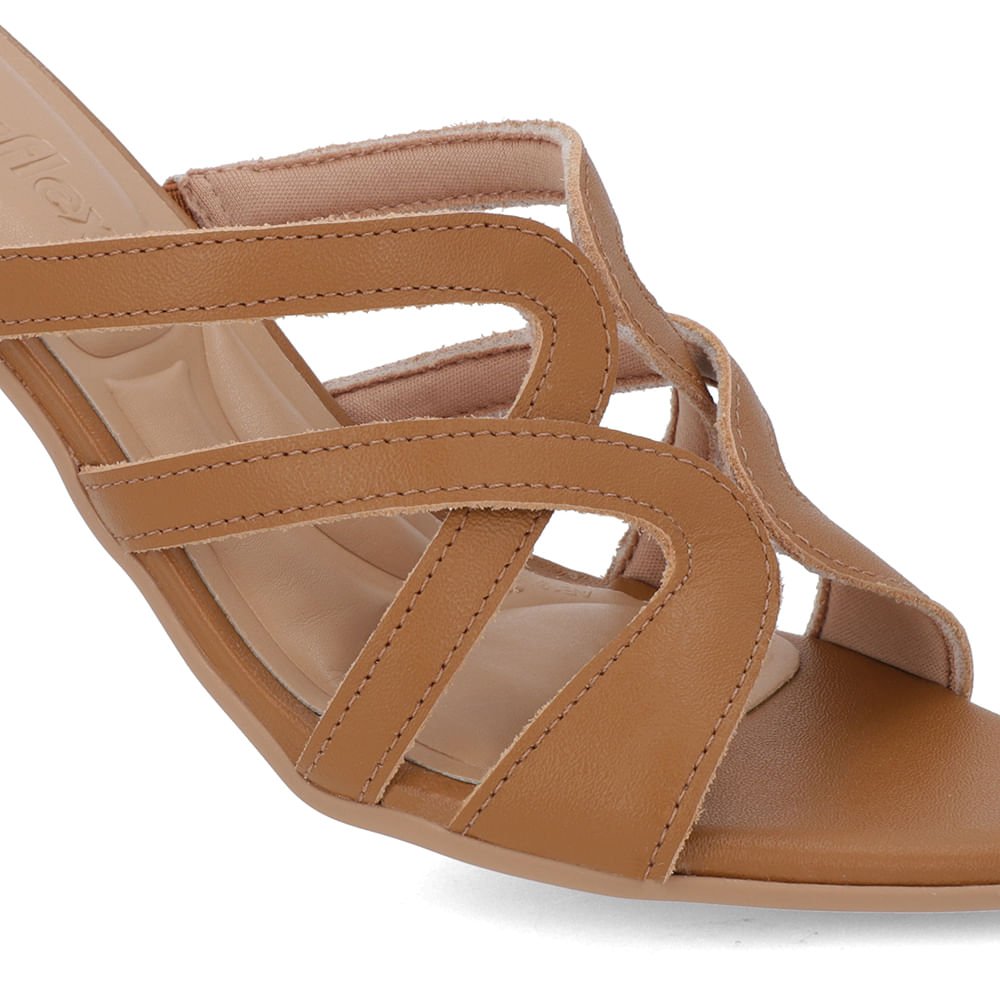 Tamanco Salto Geométrico Couro Marrom Marrom 4