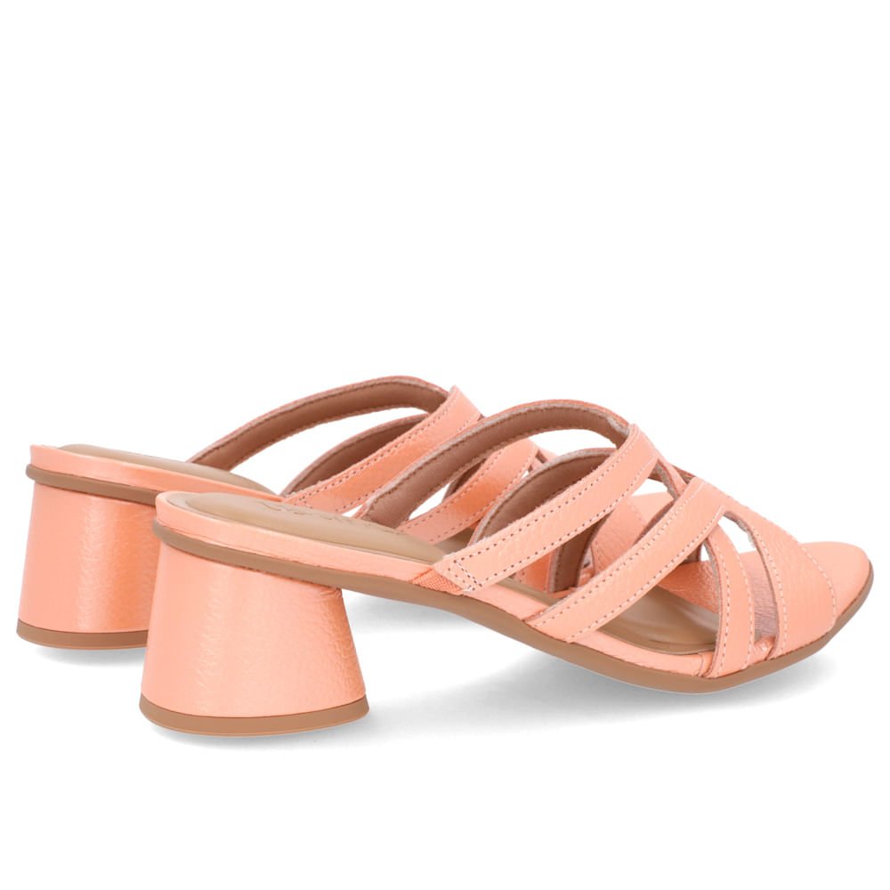 Tamanco Salto Geométrico Couro Laranja Perolado Laranja 3