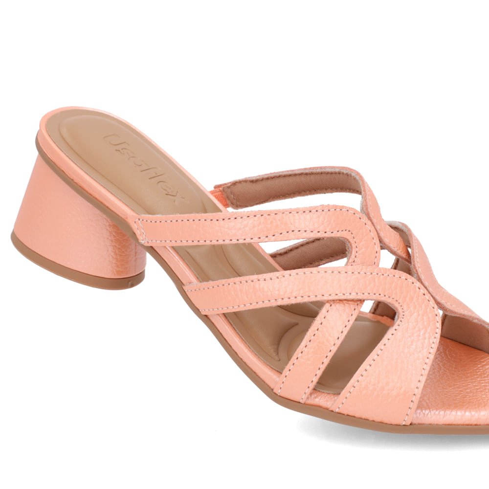 Tamanco Salto Geométrico Couro Laranja Perolado Laranja 4