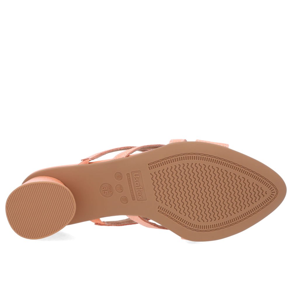 Tamanco Salto Geométrico Couro Laranja Perolado Laranja 5