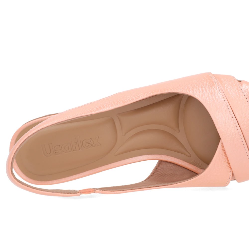 Sandália Salto Geométrico Couro Laranja Perolado Bico Fino Laranja 4