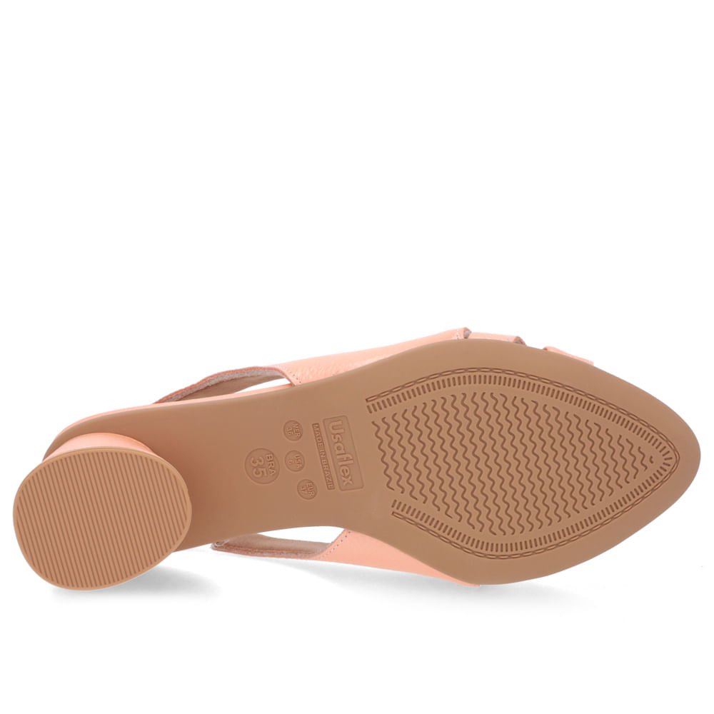 Sandália Salto Geométrico Couro Laranja Perolado Bico Fino Laranja 5