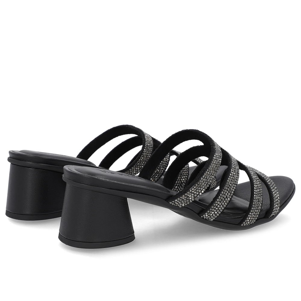 Tamanco Salto Geométrico Couro Preto Brilho Preto 3