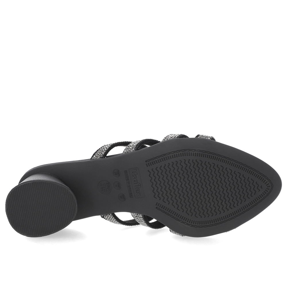 Tamanco Salto Geométrico Couro Preto Brilho Preto 5