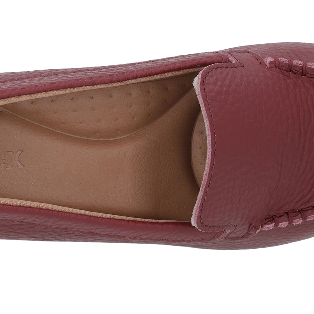 Mocassim Vermelho Couro Bico Redondo Bridão Bordô 4
