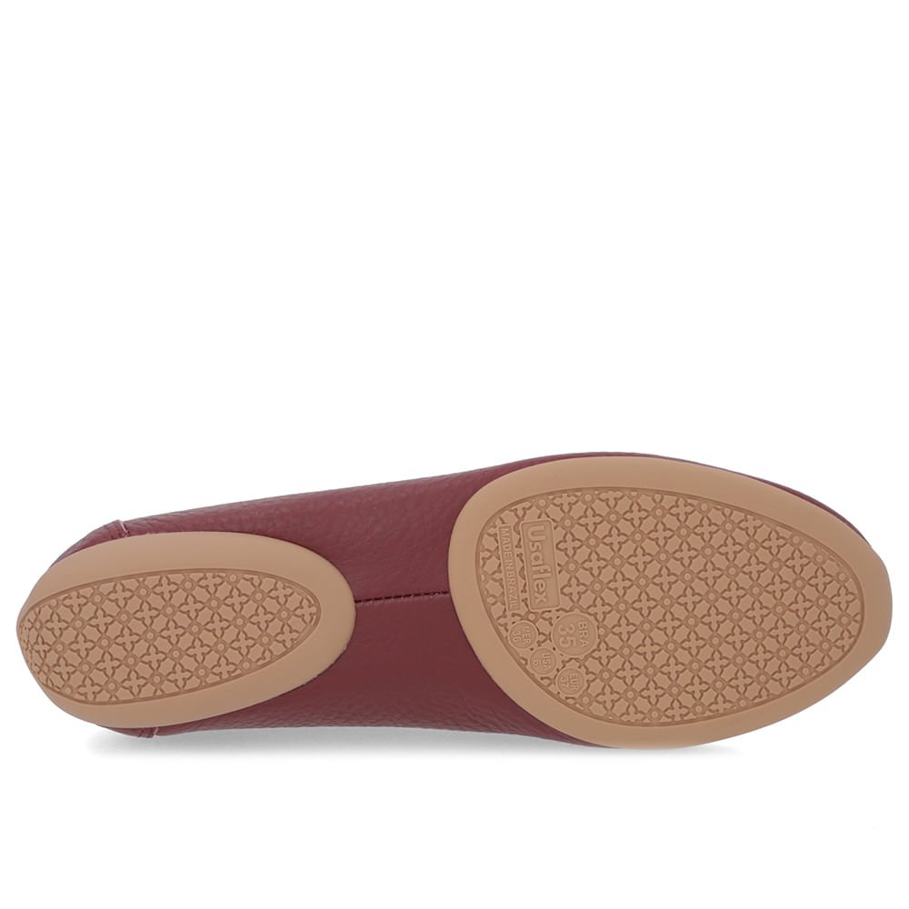 Mocassim Vermelho Couro Bico Redondo Bridão Bordô 5