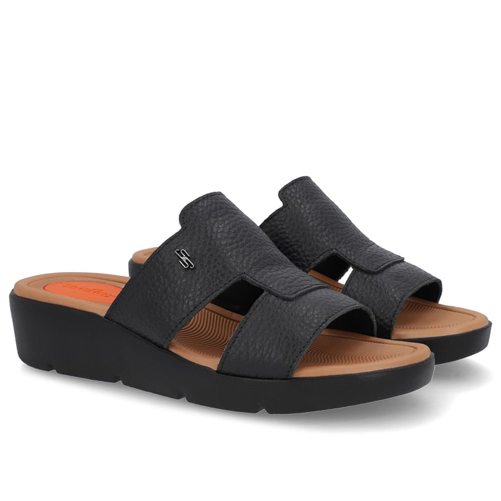 Tamanco Salto Plataforma Couro Preto Preto 2