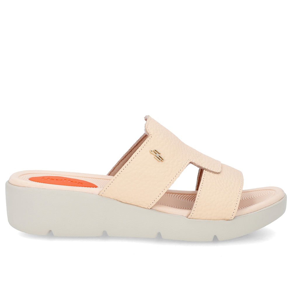 Tamanco Salto Plataforma Couro Laranja Claro