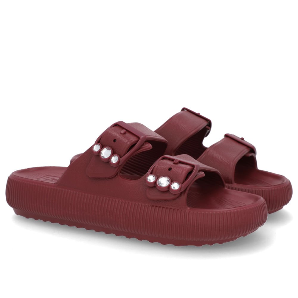 Slide Plataforma Poofy Vermelho Cereja Eva Fivela Brilho Vermelho 2