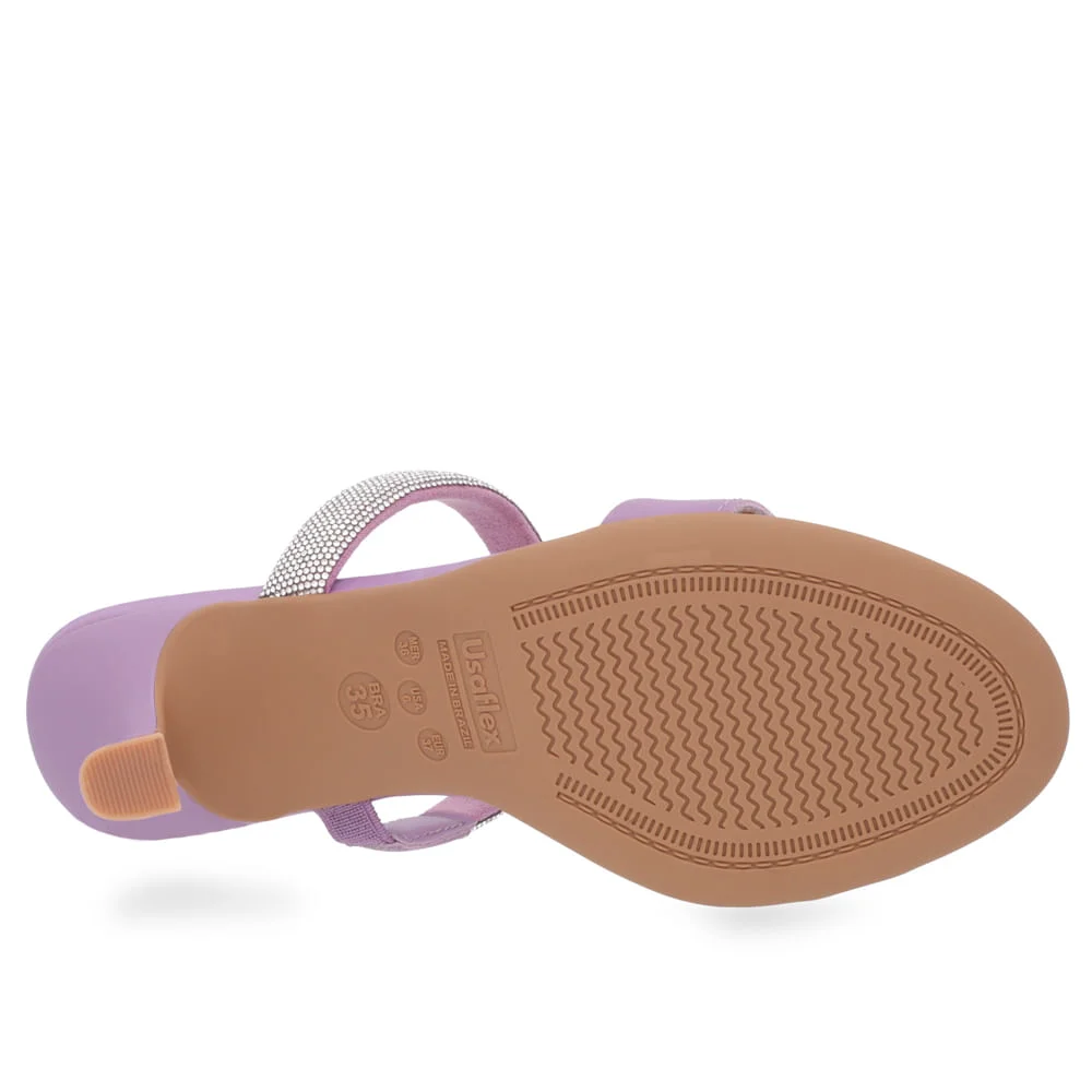 Sandália Salto Fino Lilás Couro Brilho Roxo 5