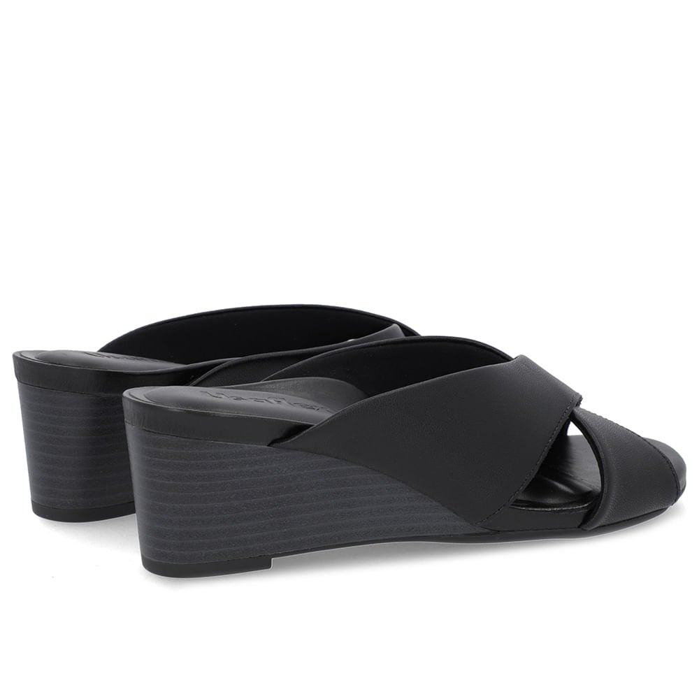 Tamanco Salto Anabela Couro Preto Preto 3