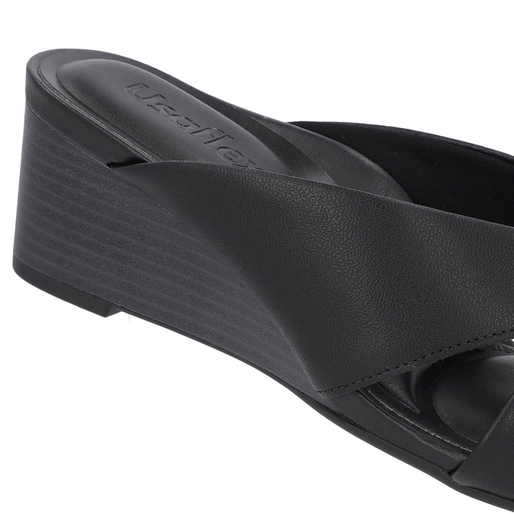 Tamanco Salto Anabela Couro Preto Preto 4