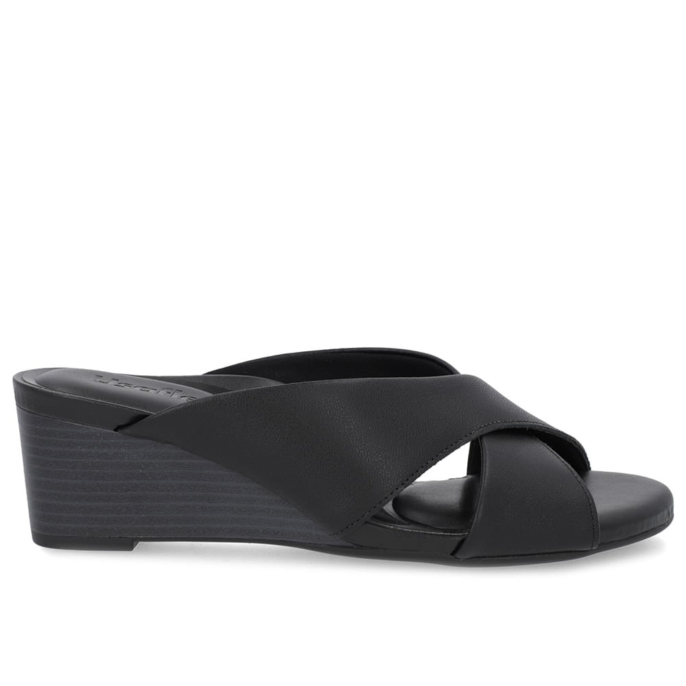 Tamanco Salto Anabela Couro Preto