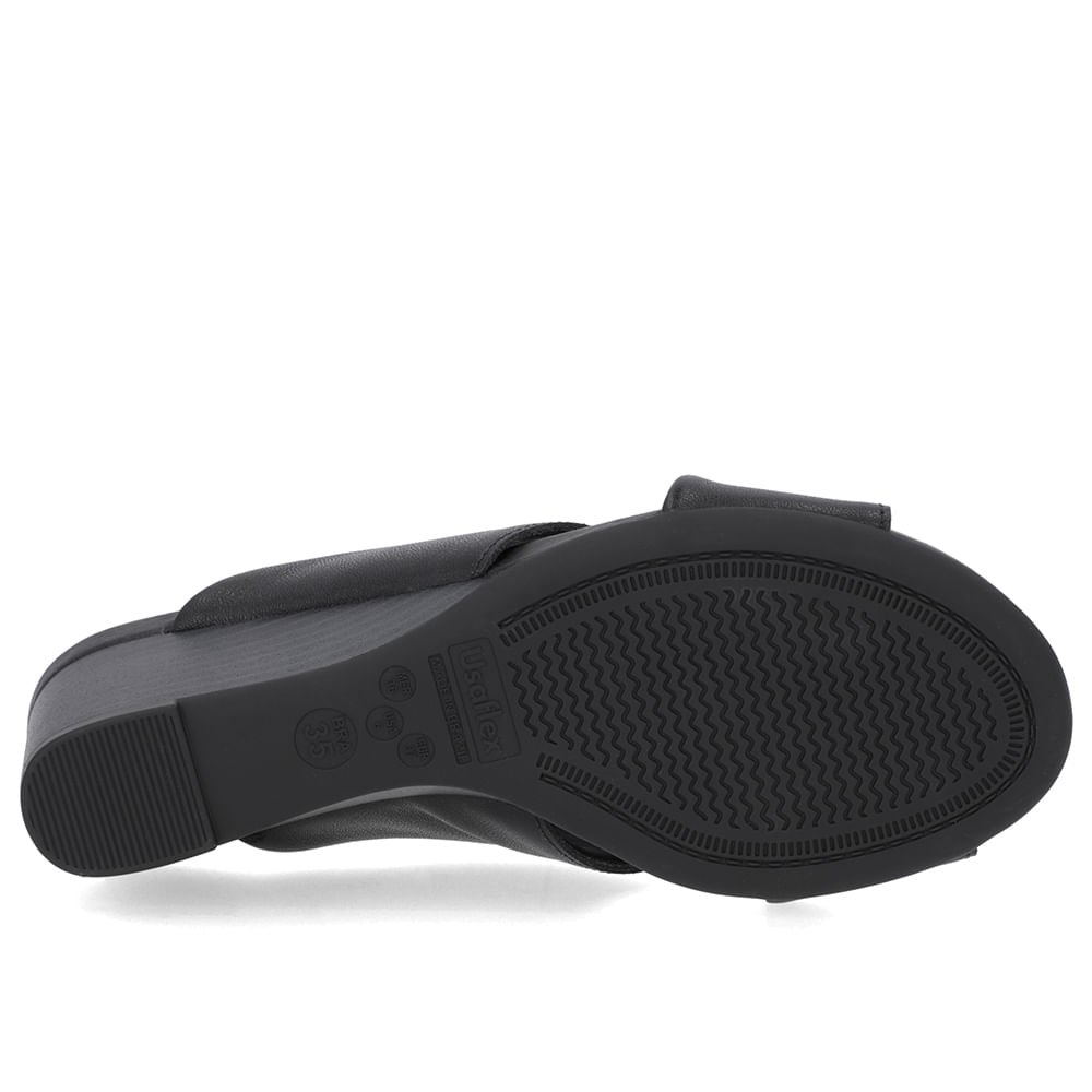 Tamanco Salto Anabela Couro Preto Preto 5