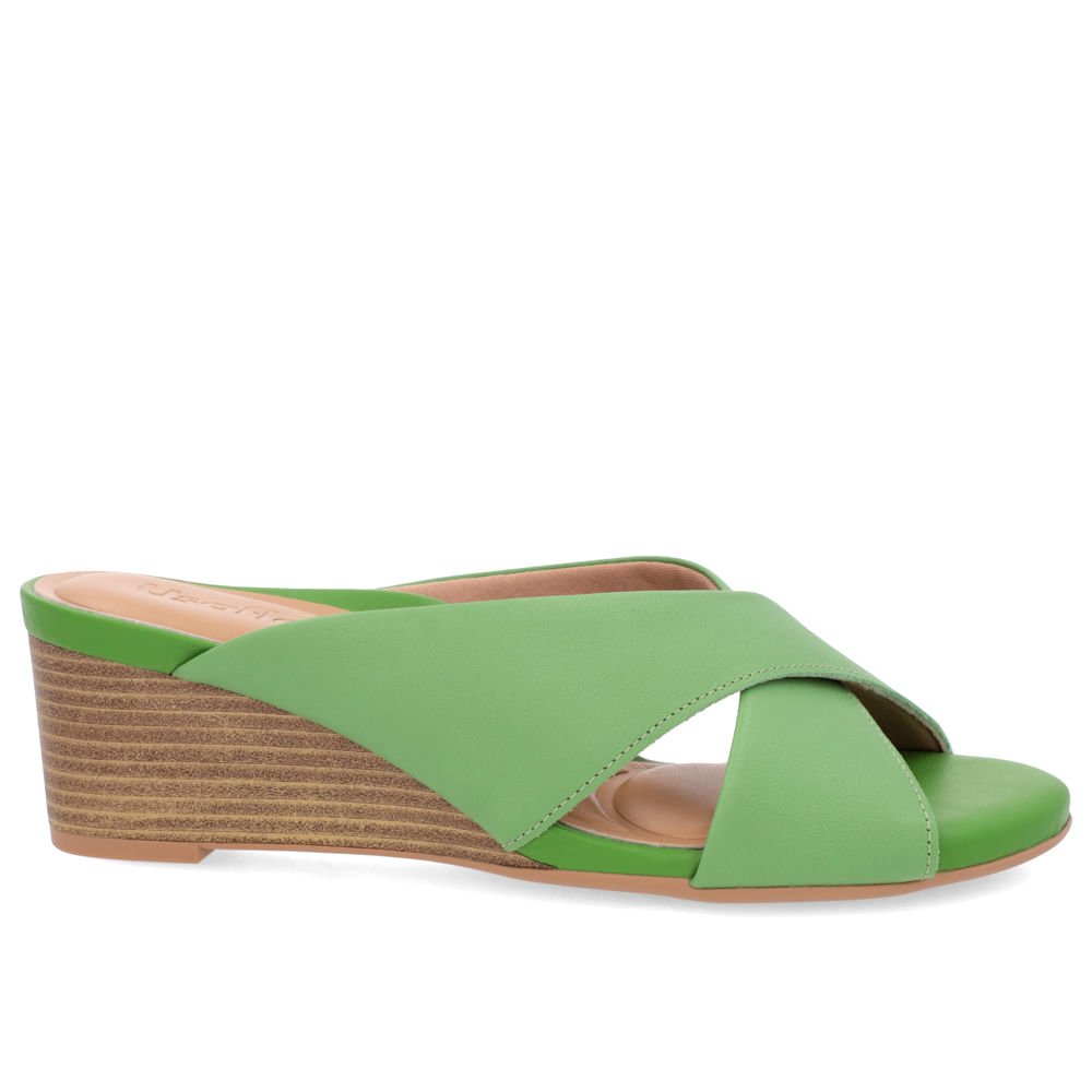 Tamanco Salto Anabela Couro Verde