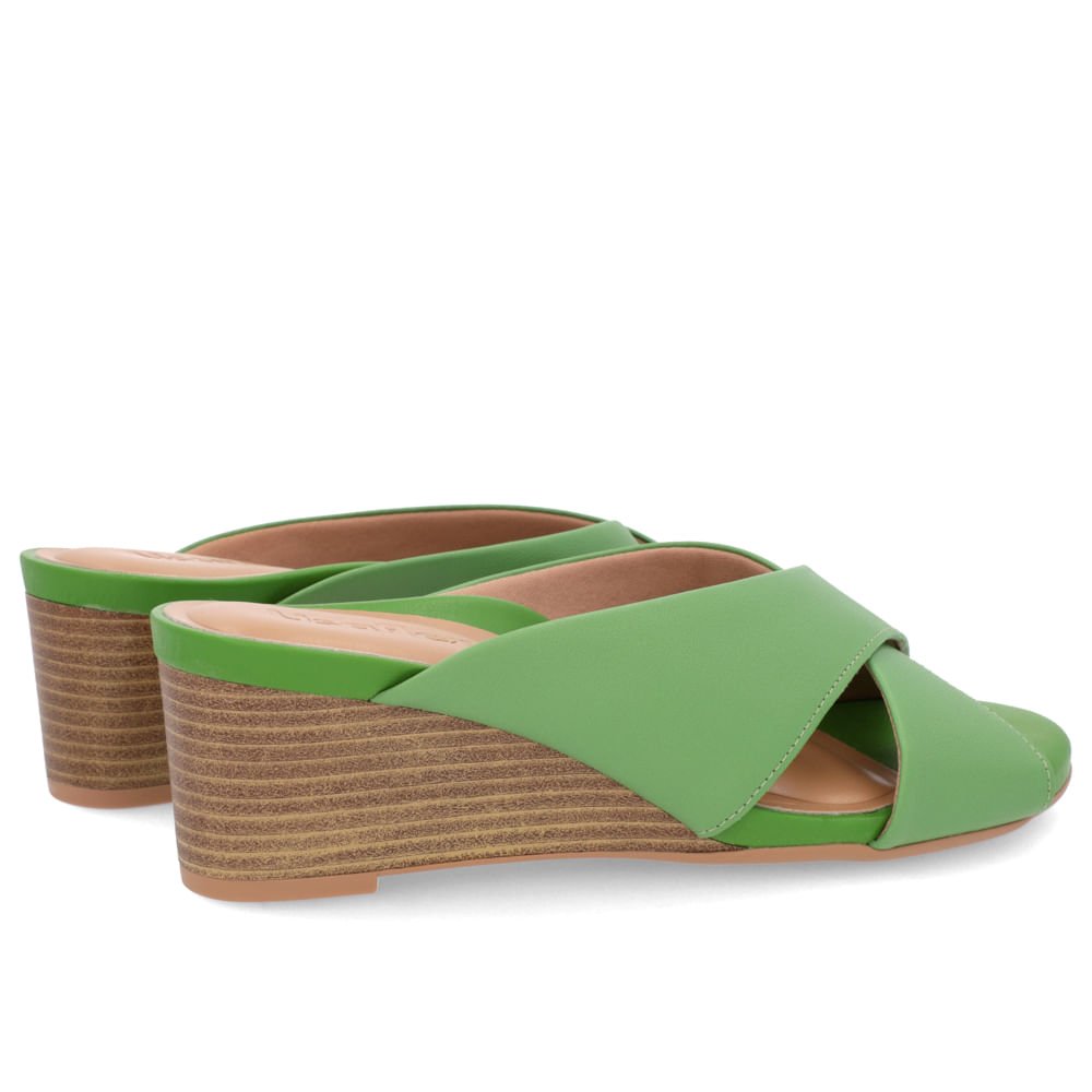 Tamanco Salto Anabela Couro Verde Verde 3