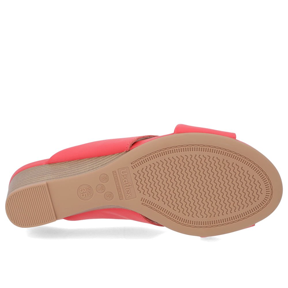 Tamanco Salto Anabela Couro Vermelho Salmão 5