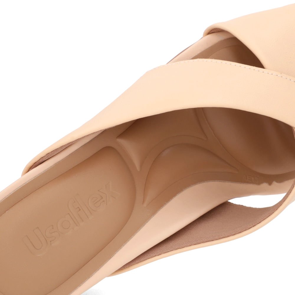 Tamanco Salto Anabela Couro Laranja Claro Bege 4