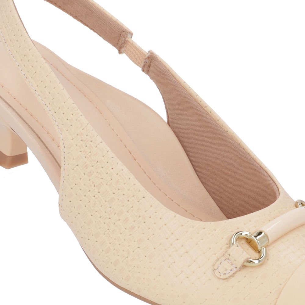 Slingback Laranja Claro Couro Salto Fino Bege 4