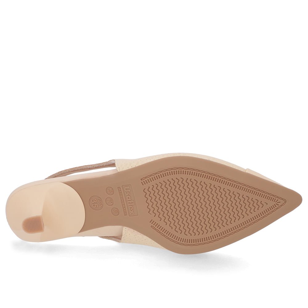 Slingback Laranja Claro Couro Salto Fino Bege 5