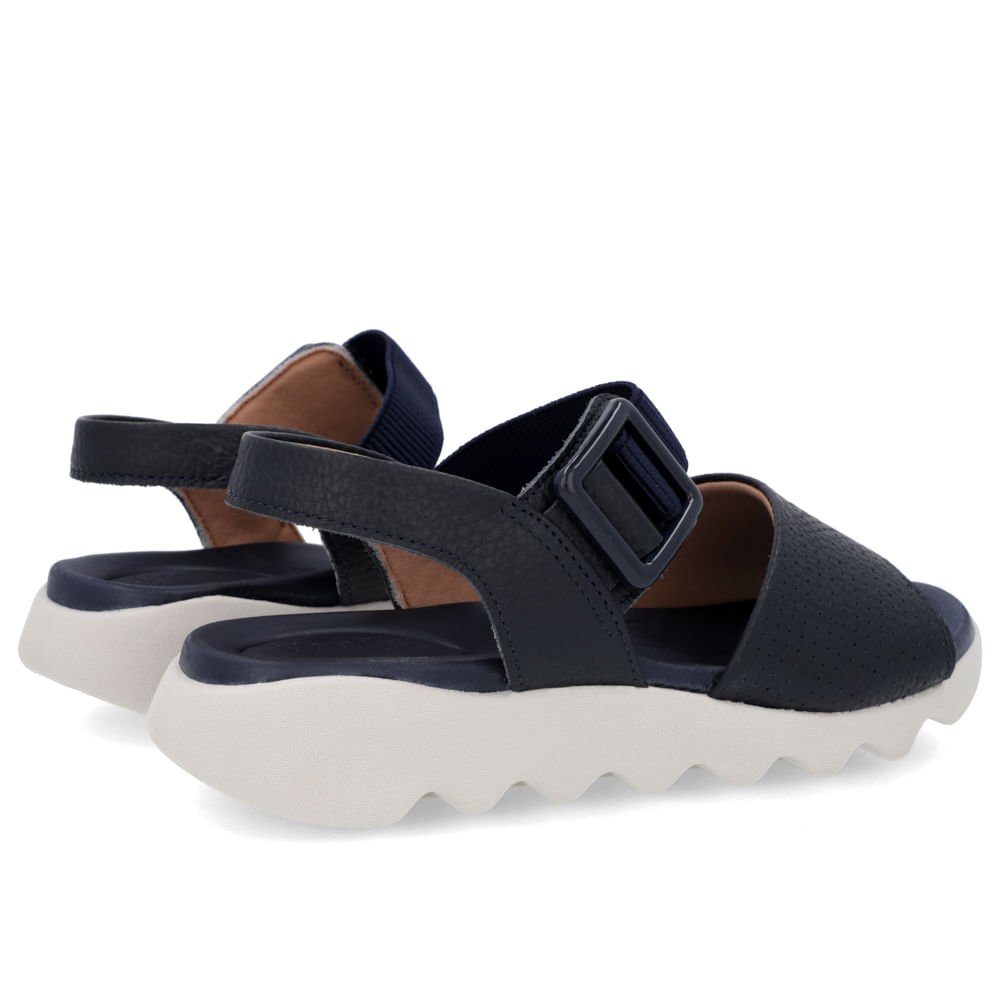 Sandália Azul Baixa Couro Fivela Azul 3