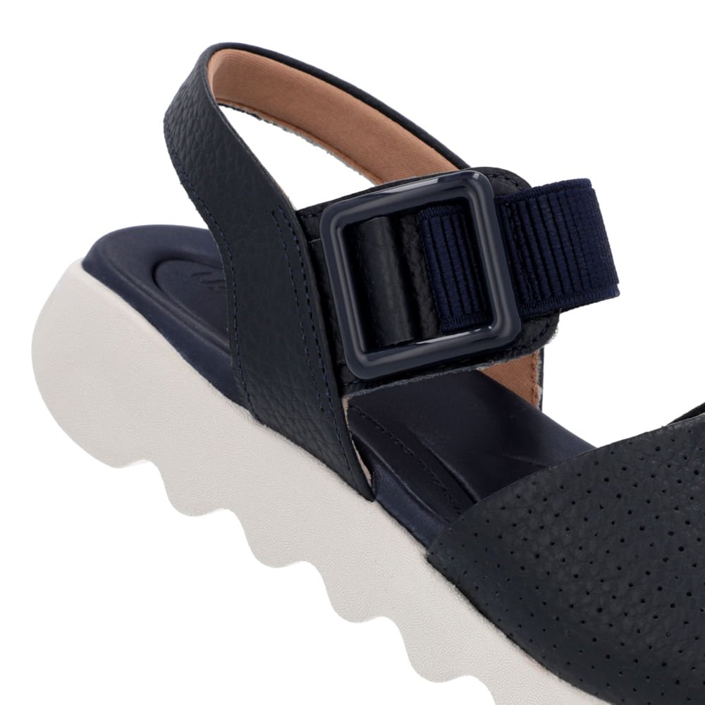 Sandália Azul Baixa Couro Fivela Azul 4