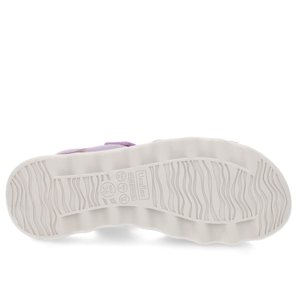 Sandália Lilás Baixa Couro Fivela Roxo 5