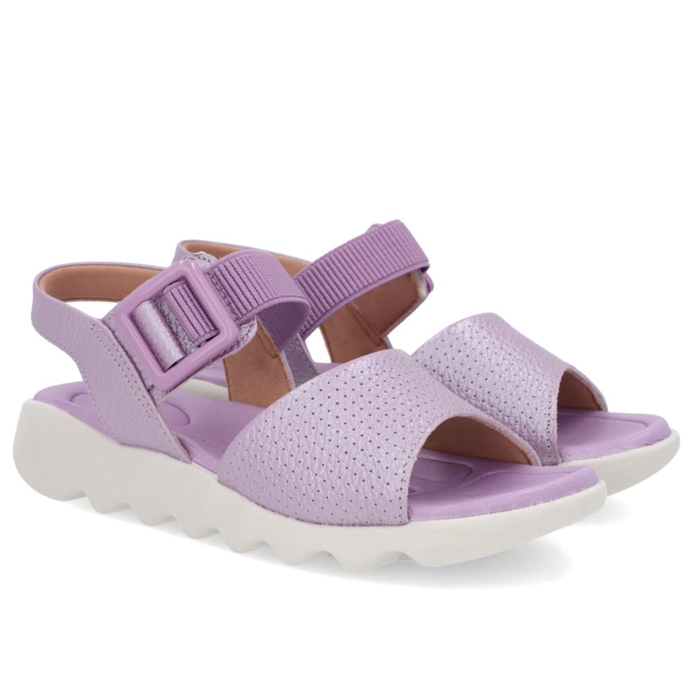 Sandália Lilás Baixa Couro Fivela Roxo 2