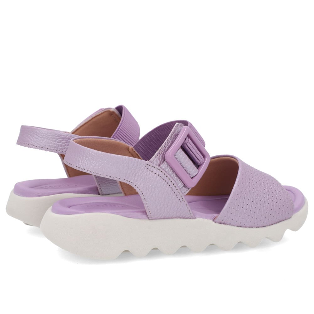 Sandália Lilás Baixa Couro Fivela Roxo 3