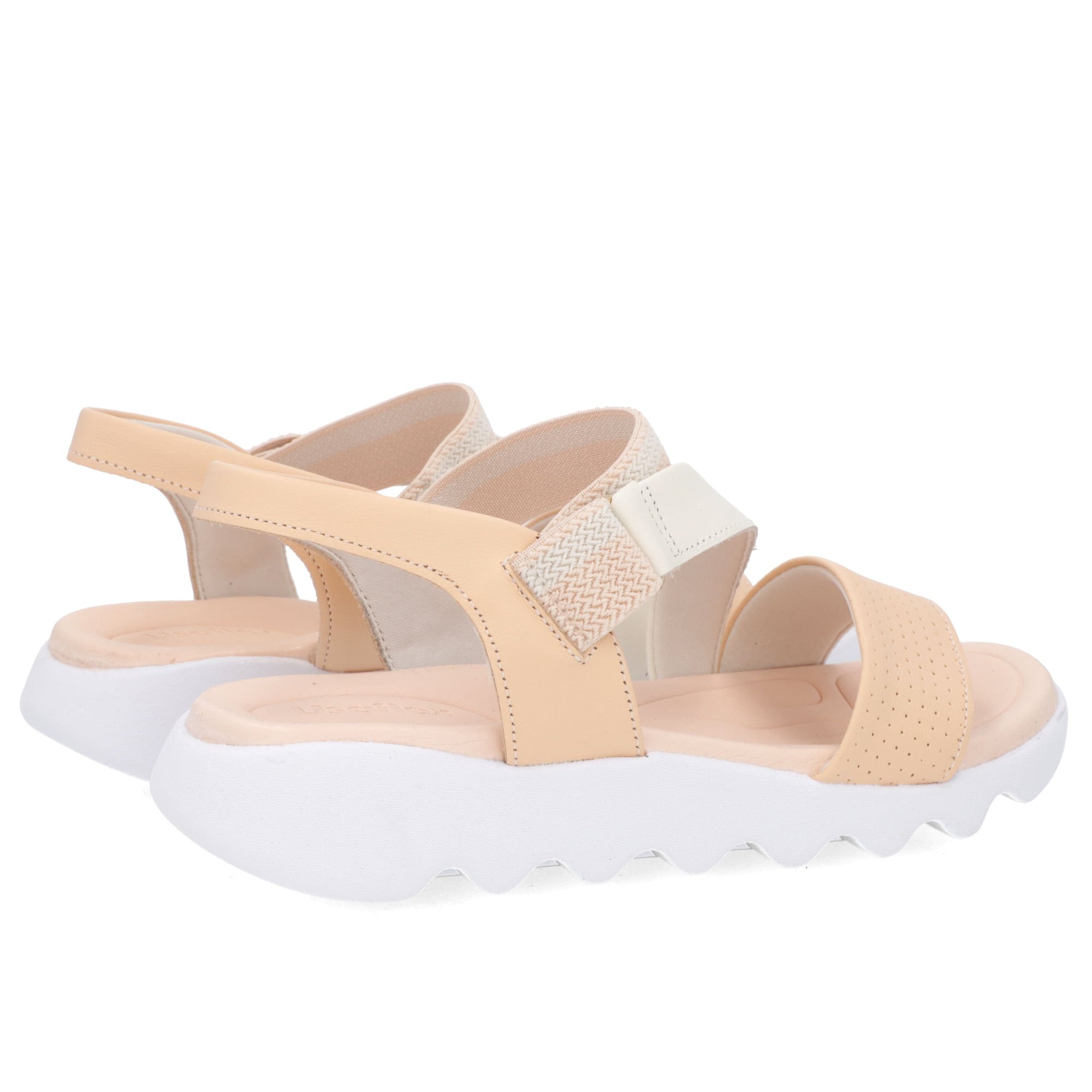 Sandália Laranja Clara Baixa Couro Elástico Bege 3