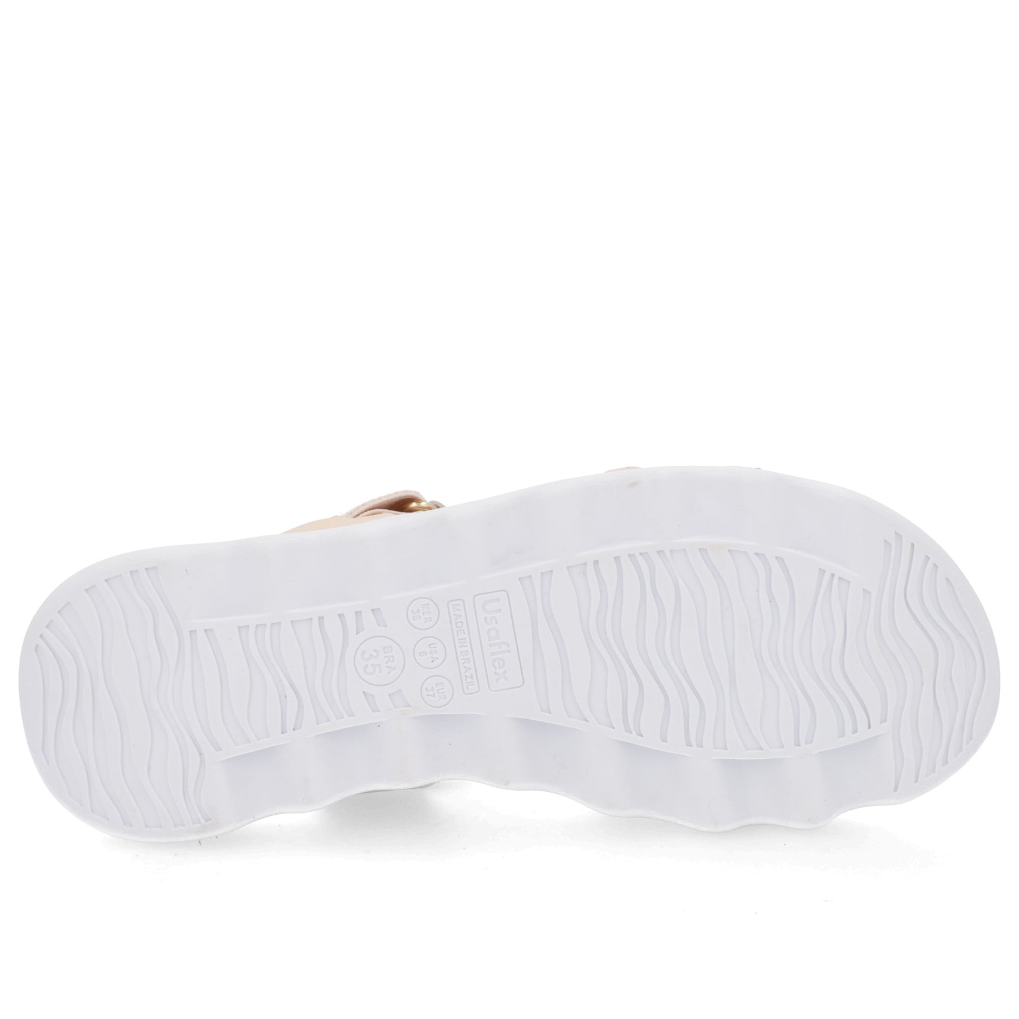 Sandália Laranja Clara Baixa Couro Elástico Bege 5