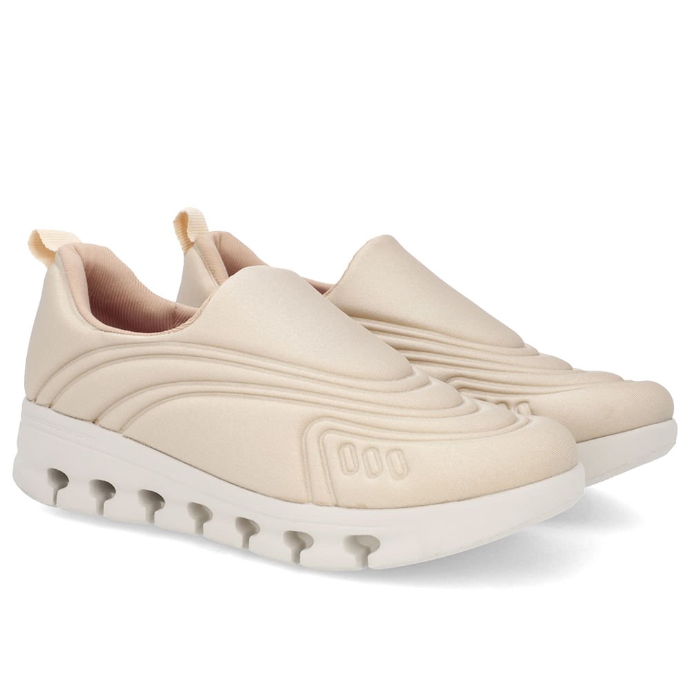 Tênis Slip On Bege Elastano Detalhes Bege 2
