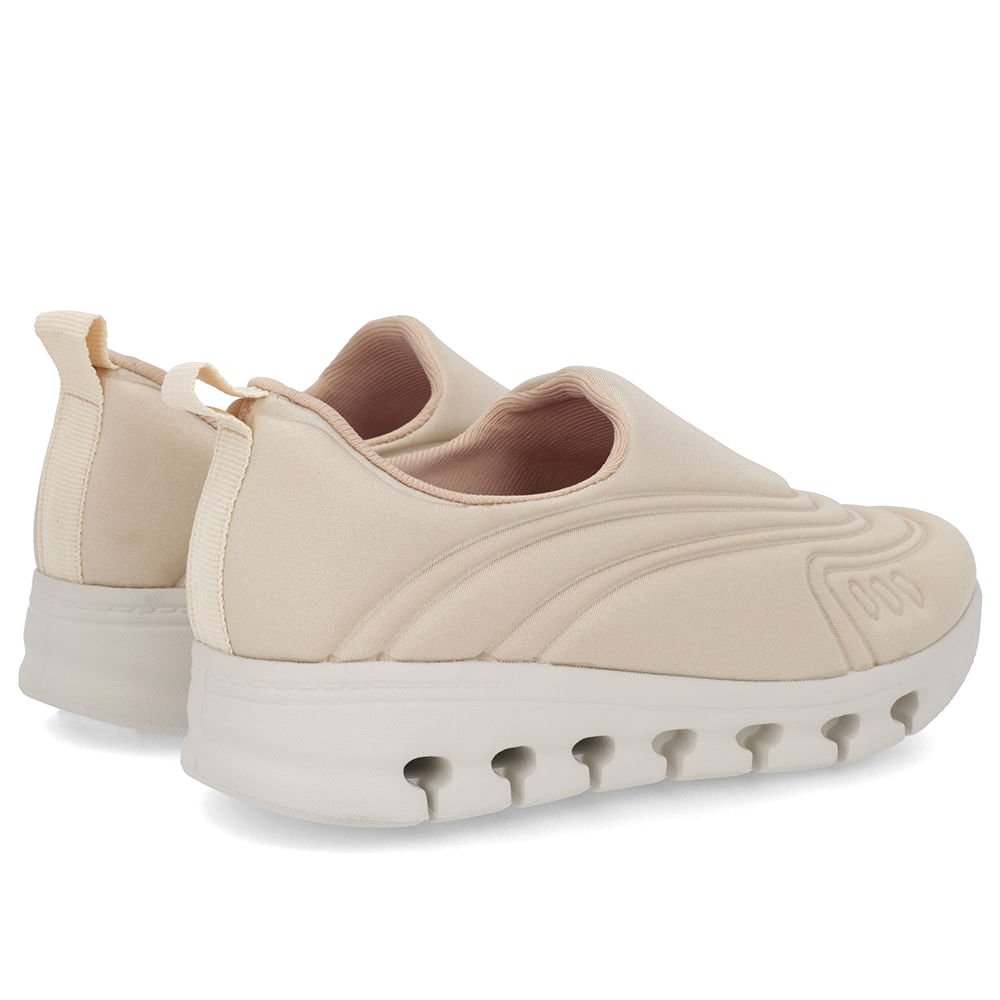 Tênis Slip On Bege Elastano Detalhes Bege 3