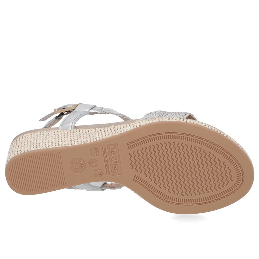 Sandália Usaflex Sandalia Anabela Prata Festa Sandália Prata Salto