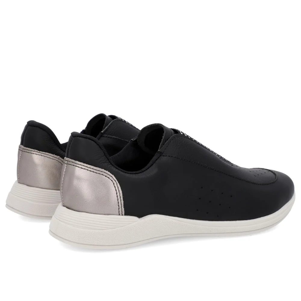 Tênis Básico Preto Couro Elástico Preto 3